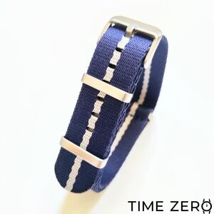 New Blue/Beige Jacquard Nylon NATO Watch Strap (The Echelon Collection)